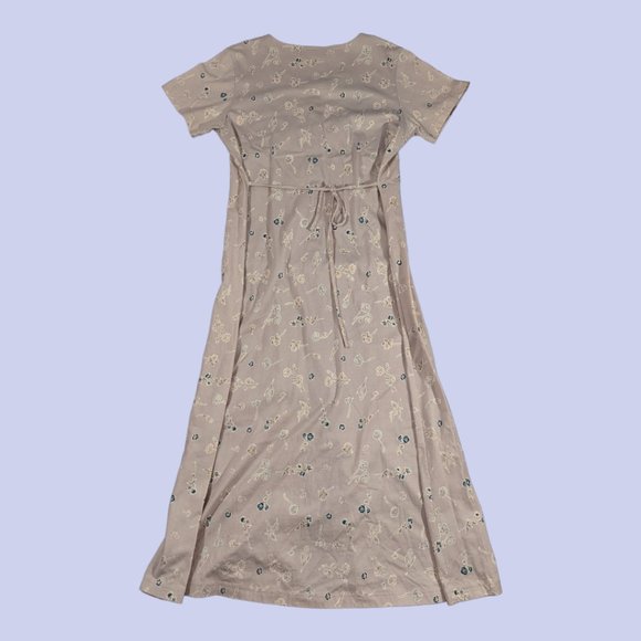 L.L. Bean | Vintage Women's Floral Button Front Tie Back Maxi Dress Pink Med Reg - Picture 2 of 5